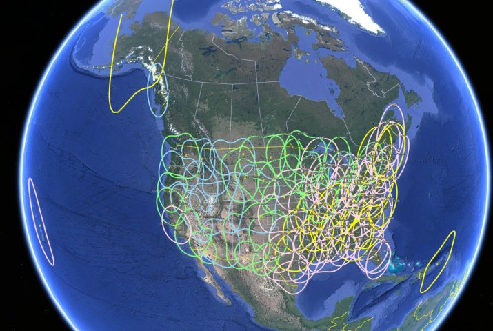 Echostar 25 110W  Beam Areas.jpg